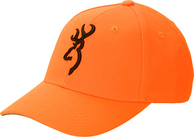BROWNING CAP SAFETY ORANGE W/</br>3-D BUCK MARK LOGO ADJUSTABLE 30840501