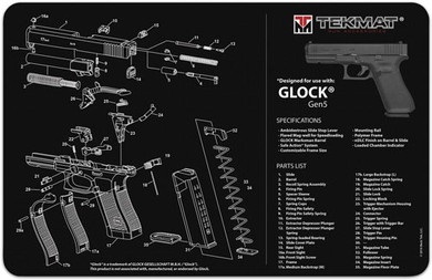 TEKMAT ARMORERS BENCH MAT11"x17" FOR GLOCK G5 BLACK 17GLOCKG5