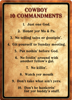 RIVERS EDGE SIGN 12"x17""COWBOY 10 COMMANDMENTS" 1529