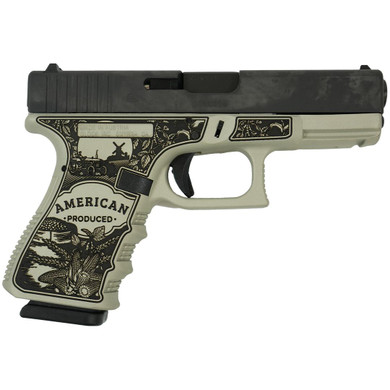 Glock 19 Gen 3 "American Made-Farm" Compact Handgun 9mm Luger 15rd Magazines(2) Nickel Finish 4" Barrel Austria GLPI19502AM19