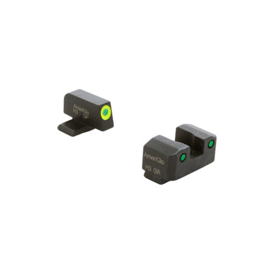 Ameriglo Trooper Tritium Handgun Sight Set for Springfield XD Green Rear Green with Lumigreen Front KQXD819
