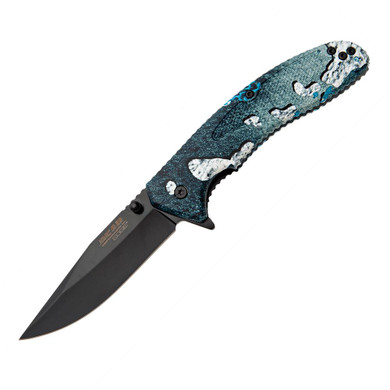 Bear & Son Sideliner Folding Knife 3-1/2" Clip Point Blade TrueTimber Rift Blue CW61138