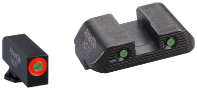 AmeriGlo GL823 Trooper Sight Set for Glock  Green Tritium Orange Outline Front Sight-Green Tritium Black Outline Rear Sight 136699
