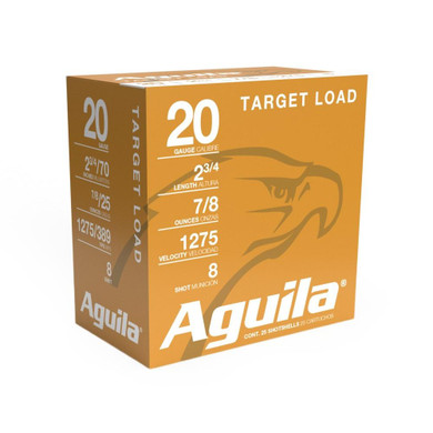 Aguila Target Shotshells 20 ga 2-3/4" 7/8oz 1275 fps #8 25/ct AU1CHB2038