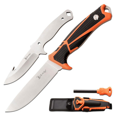 Master Cutlery Elk Ridge Trek Interchangeable Blade Set 4 1/2" Blades Orange and Black JAERTKFIX001