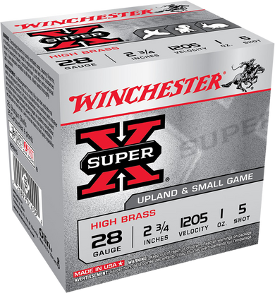Winchester Ammo X28H5 Super X Heavy Game Load High Brass 28Gauge 2.75" 1oz 5Shot 25 Per Box/10 Case 116421