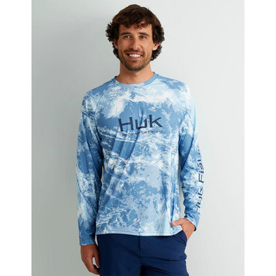 Huk Mossy Oak Pursuit Performance Long Sleeve Crew Shirt MO Stormwater Spindrift S ATH1200610945S