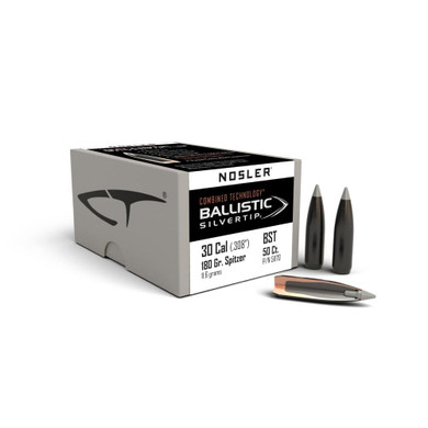 Nosler Ballistic SilverTip Hunting Bullets .30 cal .308" 180 gr SBT-BSTIP 50/ct NO51170
