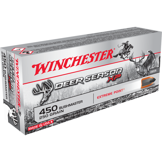 Winchester Deer Season XP Rifle Ammunition .450 Bushmaster 250 gr. PT 2200 fps 20/ct WNX450DS