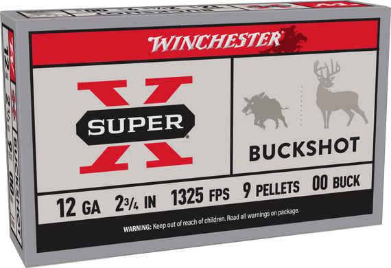 Winchester Ammo XB1200 Super X  12Gauge 2.75" 9Pellets 00Buck Shot 5 Per Box/50 Case 65079