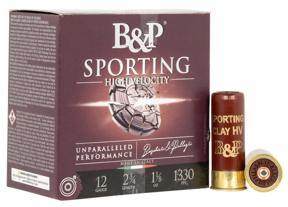 B&P 12B8SCH8 Sporting Clay  12Gauge 2.75" 1 1/8oz 8Shot 25 Per Box/10 Case 157169