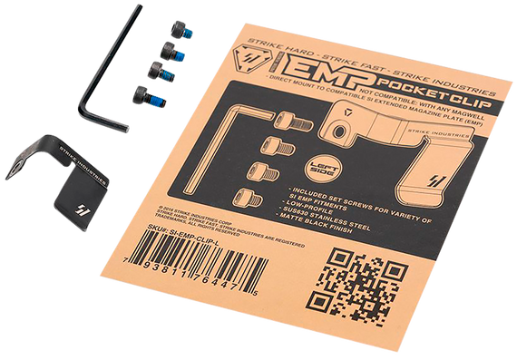Strike Industries EMPCLIPL Magazine Pocket Clip  Stainless Steel Black for SI EMP Mag Extension Left Hand 144024