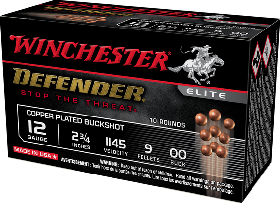 Winchester Ammo SB1200PD Defender  12Gauge 2.75" 9Pellets Copper Plated 00Buck Shot 10 Per Box/10 Case 132173