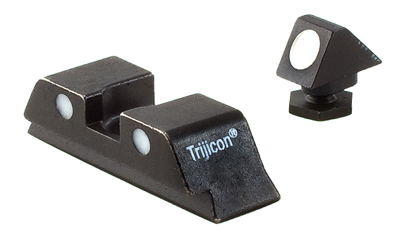 Trijicon 600234 Bright & Tough Steel Sights  Black White Dot Front Sight-Black White Dots Rear Sight-Glock 17 MOS/19 MOS/34 MOS (No Tritium) Standard Frame 32151