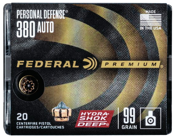 Federal P380HSD1 Premium Personal Defense 380ACP 99gr Hydra-Shok Deep Hollow Point 20 Per Box/10 Case 121117
