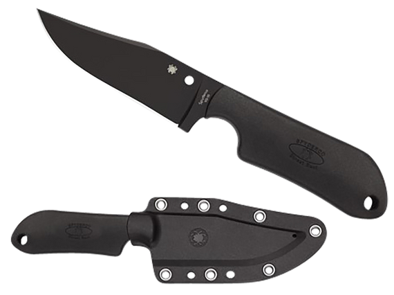Spyderco FB15PBBK Street Beat  3.51" Fixed Bowie Plain Black DLC VG-10 SS Blade/Black Textured FRN Handle 158098 Spyderco FB15PBBK Street Beat  3.51" Fixed Bowie Plain Black DLC VG-10 SS Blade/Black Textured FRN Handle 158098