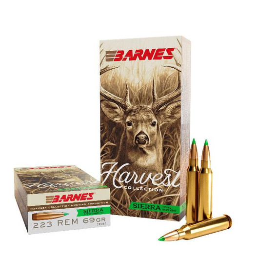 Barnes Harvest Sierra Tipped GameKing Ammunition .223 Rem 69gr PT 3000 fps 20/ct BX32397