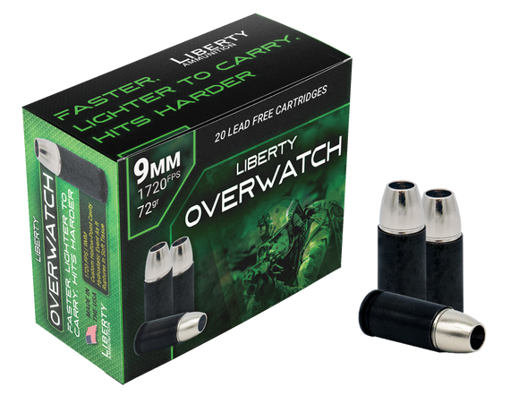 Liberty Ammunition LAOW9MM721700 OverWatch  9mmLuger 72gr Open Cavity Design 20 Per Box/50 Case 152007