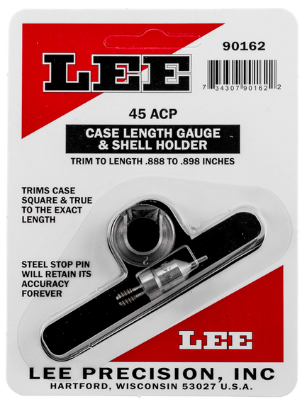 Lee Precision 90162 Case Length Gauge  Silver 45 ACP Steel, Works With Cutter/Lock Stud Includes Shell Holder 40546