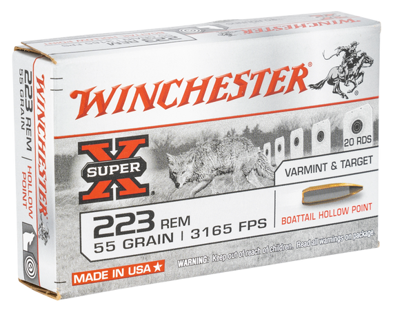 Winchester Ammo W223HP55 Super X  223Rem 55gr Boat Tail Hollow Point 20 Per Box/25 Case 137931