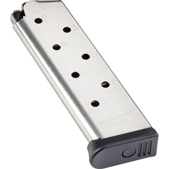 Chip McCormick Railed Power Handgun Magazine (RPM) Stainless .45 ACP 8/rd CFMRP45FS8