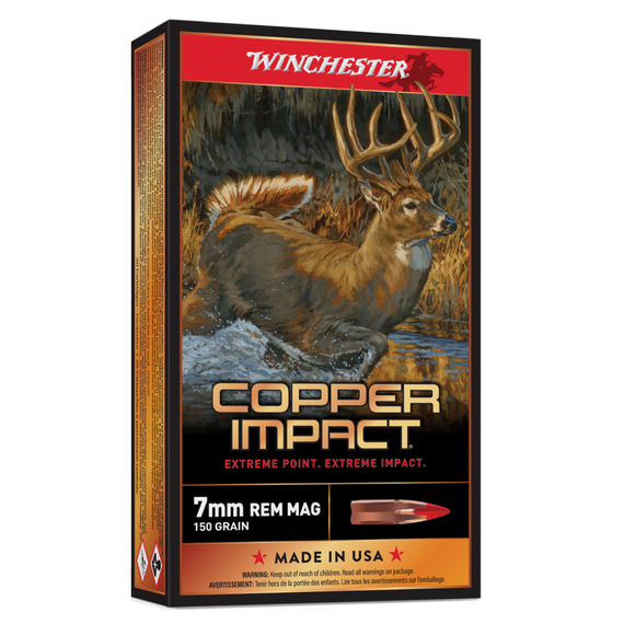 Winchester Copper Impact Rifle Ammunition 7mm Rem Mag 150 gr. BT 20/ct WNX7MMCLF