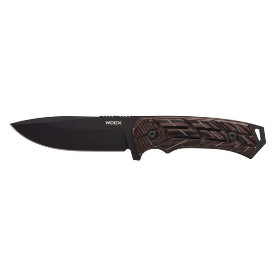 Woox Rock 62 Fixed Knife 4-1/4" Drop Point Blade Black with Brown X-Grip Handle QQBUKNF00118