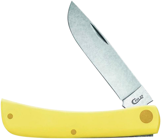 Case 00032 Sod Buster Jr.  2.80" Folding Skinner Plain Tumble Polish Chrome Vanadium Steel Blade/Yellow Synthetic Handle 129052