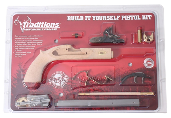 Traditions KPC50902 Trapper Pistol Kit 50 Cal Flintlock 9.75" Blued Octagon Barrel Unfinished Wood Frame Grip Sidelock Action 154478