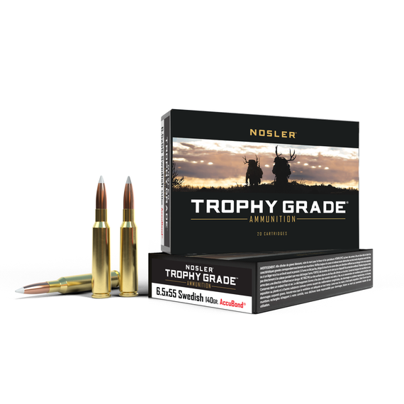 Nosler Trophy Grade Rifle Ammunition 6.5x55mm 140 gr AB 2650 fps - 20/box NO60022