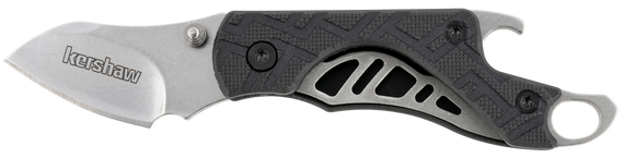 Kershaw 1025X Cinder  1.40" Folding Drop Point Plain Stonewashed 3Cr13MoV SS Blade Black Glass-Filled Nylon Handle Includes Key Ring 136766