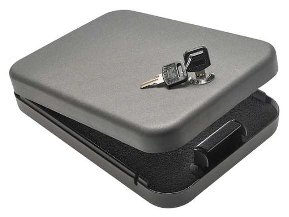 SnapSafe 75200 Lock Box  Large Key Entry Black Steel Holds 1 Handgun 9.50" L x 6.50" W x 1.75" D 18504