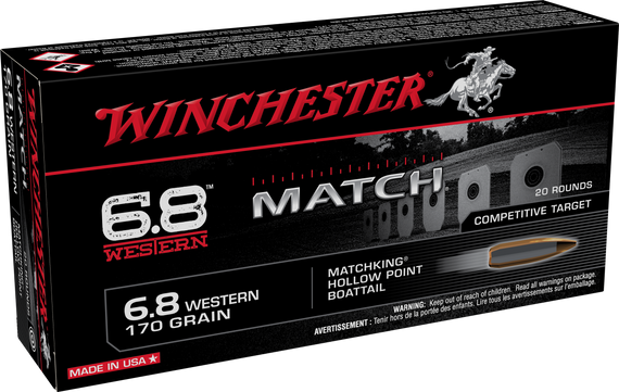 Winchester Ammo S68WM Match  6.8Western 170gr Sierra MatchKing BTHP 20 Per Box/10 Case 133377