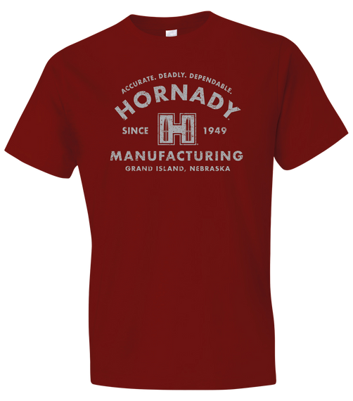 Hornady Gear 31424 Manufacturing MFG Cardinal, Cotton/Polyester/Rayon, Short Sleeve Semi-Fitted, XL 154613