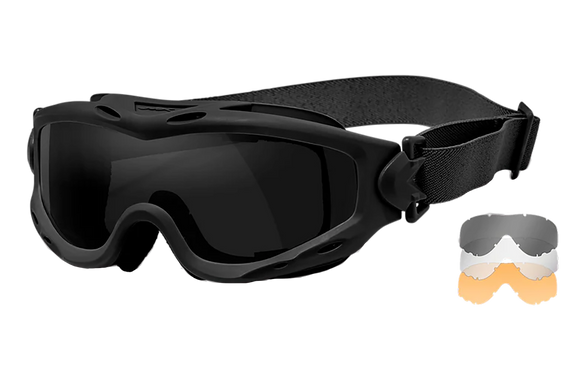 Wiley X SP293B Spear Goggles Smoke Gray/Clear/Light Rust Lens Matte Black Frame 180322