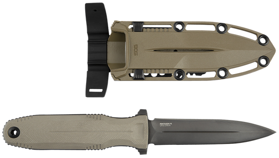 S.O.G SOG17610257 Pentagon FX 4.77" Fixed Spear Point Plain Black Titanium Nitride Cryo CPM S35VN Blade/G10 FLat Dark Earth Handle 144975