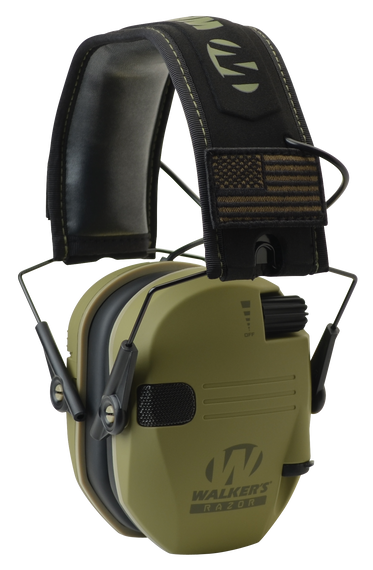 Walker's GWPRSEMPAT Razor Patriot 23 dB Over the Head OD Green/Black Polymer 25312