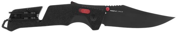 S.O.G SOG11120141 Trident AT 3.70" Folding Clip Point Plain Black TiNi Cryo D2 Steel Blade/Black w/Red Accents GRN Handle Features Line Cutter/Glass Breaker 144904