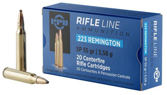 PPU PP223S Standard Rifle  223Rem 55gr Soft Point 20 Per Box/50 Case 56519