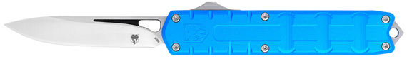 CobraTec Knives CTEBLUM390DNS Enforcer  3.25" OTF Drop Point Plain M390 Steel Blade/Blue Aluminum Handle 143168