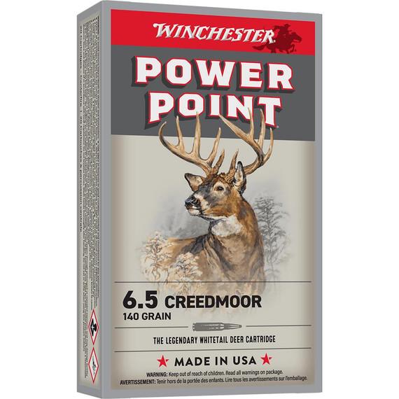 Winchester Power Point Rifle Ammunition 6.5 Creedmoor 140gr PSP 2730 fps 20/ct WNX652