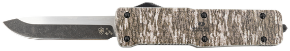 Templar Knife LZMOB321 Premium Weighted  Large 3.55" OTF Drop Point Plain Black Oxide Stonewashed D2 Steel Blade, 5.25" Mossy Oak Bottomland Aluminum Zinc Alloy Handle 145759