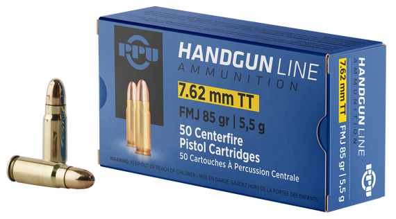 PPU PPH7TF Handgun  7.62x25mmTokarev 85gr Full Metal Jacket 50 Per Box/10 Case 57088
