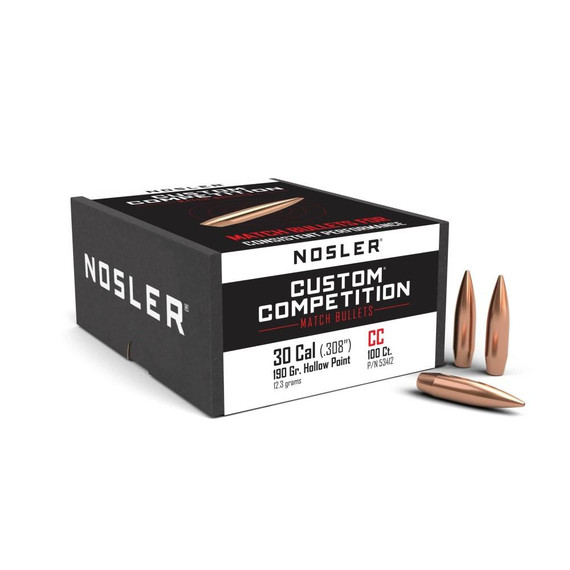 Nosler Custom Competition Bullets .30 cal .308" 190 gr HPBT 100/ct NO53412