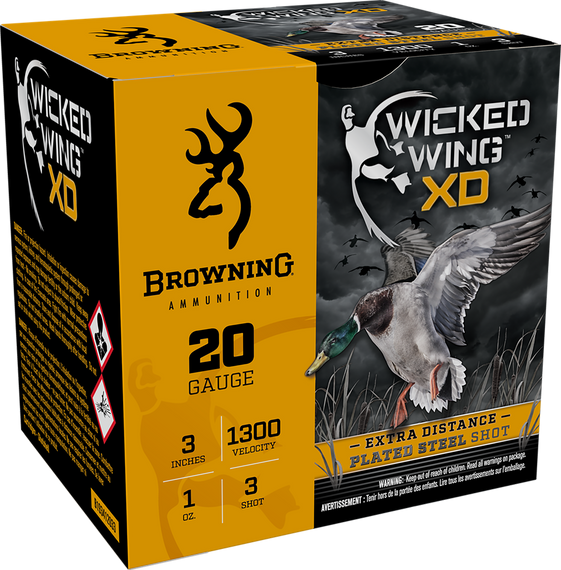 Browning Ammo B193412033 Wicked Wing XD  20Gauge 3" 1oz 3Shot 25 Per Box/10 Case 116667
