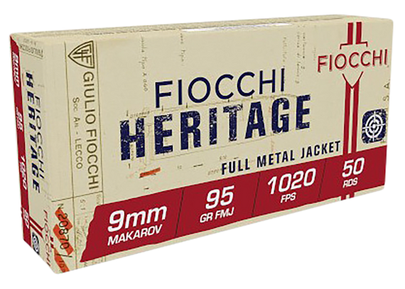 Fiocchi 9MAK Heritage  9mmMakarov 95gr Full Metal Jacket 50 Per Box/20 Case 34164