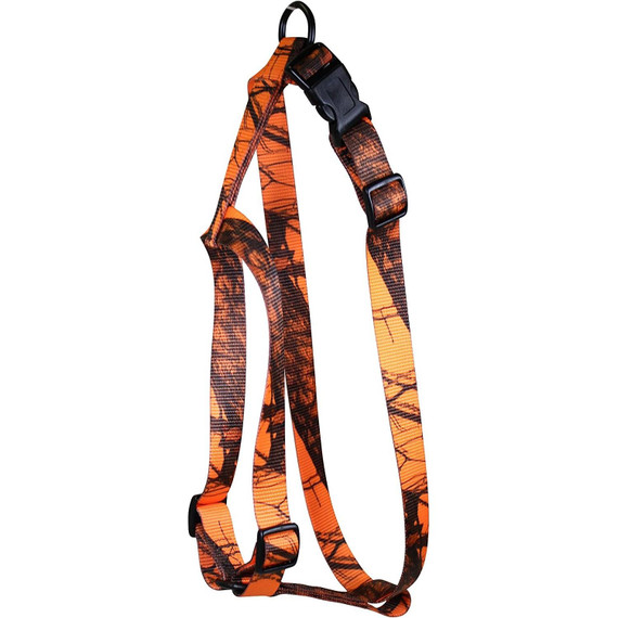 Omnipet Kwik Klip Adjustable Nylon Pet Harness 3/4" 1 Ply Mossy Oak Blaze Orange Camo Large OP17MBLZ