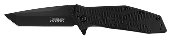 Kershaw 1990 Brawler  3" Folding Tanto Plain Black Oxide 8Cr13MoV SS Blade Black Glass-Filled Nylon Handle Includes Pocket Clip 136771