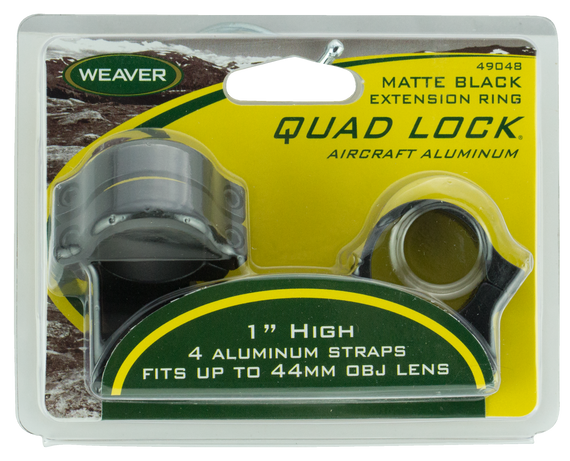 Weaver Mounts 49048 Quad Lock Detachable Rings  Matte Black 1" High Extended 35049