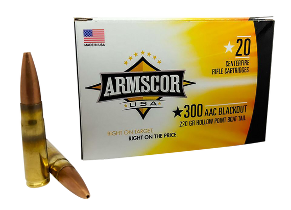 Armscor FAC300AAC3N USA  300Blackout 220gr Hollow Point Boat Tail 20 Per Box/10 Case 35305